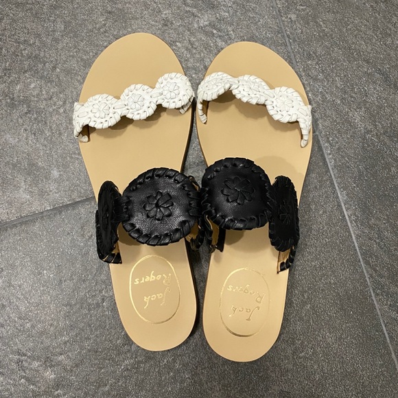 Jack Rogers Lauren Sandal Black and White - Picture 2 of 4